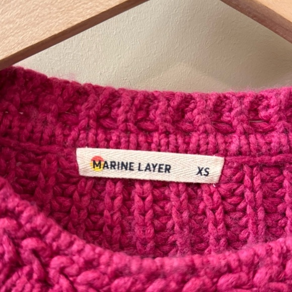 Marine Layer Chunky Oversized Crewneck Sweater Size XS Pink Rose Violet - Picture 7 of 13
